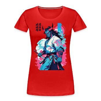 Samurai Oni Yokai Aesthetic Vaporwave Style - Women's Premium Organic T-Shirt - navy - Front - Mia (176cm)