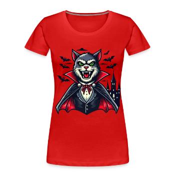 Vampire Cat Cute Halloween Cat - Women's Premium Organic T-Shirt - navy - Front - Mia (176cm)