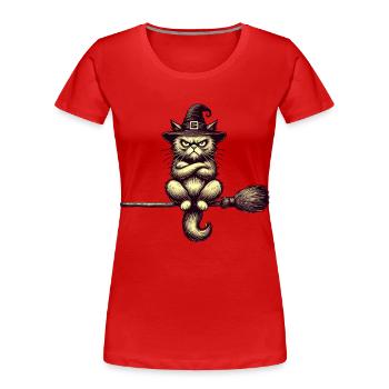Funny Witch Cat Grumpy Magician Cat - Women's Premium Organic T-Shirt - navy - Front - Mia (176cm)