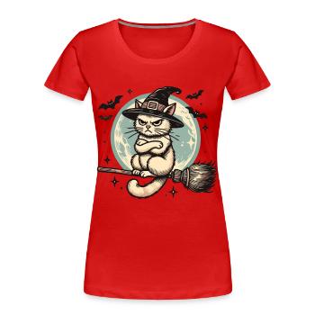 Schlecht Gelaunte Hexenkatze Lustige Magier Katze - Frauen Premium Bio T-Shirt - Navy - Vorne - Mia (176cm)