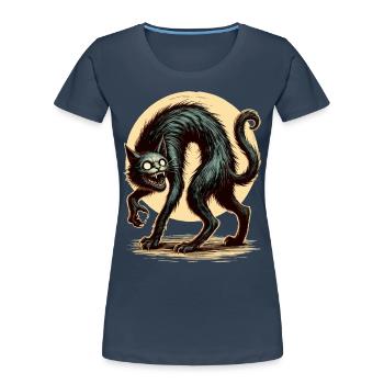 diy haCreepy Cat Black Witch Cat Hallowee - Women's Premium Organic T-Shirt - navy - Front - Mia (176cm)