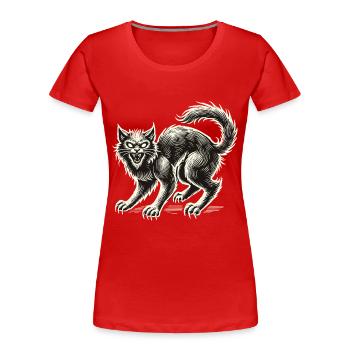 Chat Sorcière Noir Effrayant Extraordinaire - T-shirt bio Premium Femme - bleu marine - Devant - Mia (176cm)