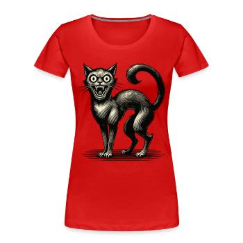 Terrible Witch Cat Scary Horror Cat - Women's Premium Organic T-Shirt - navy - Front - Mia (176cm)