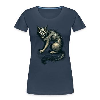 Magical Witch Cat Horrific Horror Cat - Women's Premium Organic T-Shirt - navy - Front - Mia (176cm)