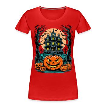 Spooky Haunted House Spooky Haunted Villa - Women's Premium Organic T-Shirt - navy - Front - Mia (176cm)