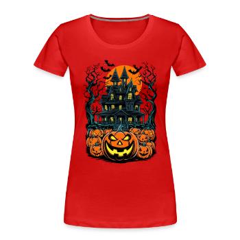 Spooky Haunted House Spooky Haunted Villa - Women's Premium Organic T-Shirt - navy - Front - Mia (176cm)