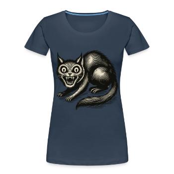 Chat Sorcière Magique Chat Horreur Horrible - T-shirt bio Premium Femme - bleu marine - Devant - Mia (176cm)