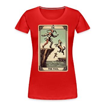 Tarotkarten Design Der Narr Halloween Vintage - Frauen Premium Bio T-Shirt - Navy - Vorne - Mia (176cm)