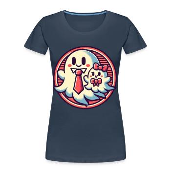 dad ghost father with child funny halloween - Women's Premium Organic T-Shirt - navy - Front - Mia (176cm)