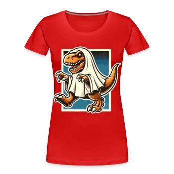 Cute Dinosaur Ghost Funny T-Rex - Women's Premium Organic T-Shirt - navy - Front - Mia (176cm)
