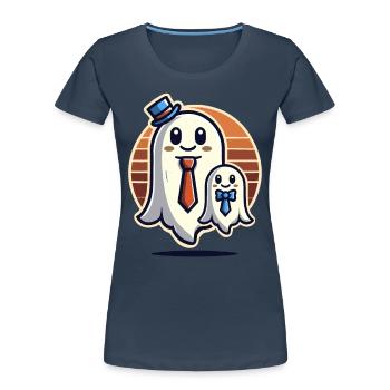 dad ghost father with child funny halloween - Women's Premium Organic T-Shirt - navy - Front - Mia (176cm)
