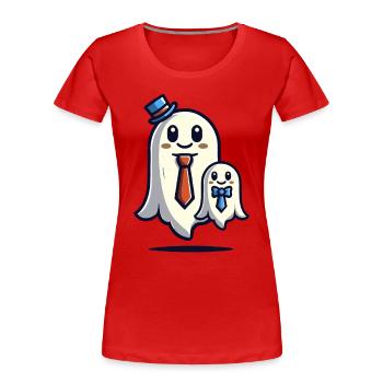 Papa Gespenst Vater Mit Sohn Lustiges Halloween - Frauen Premium Bio T-Shirt -  - Vorne - Mia (176cm)