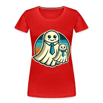 Papa Gespenst Vater Mit Sohn Lustiges Halloween - Frauen Premium Bio T-Shirt -  - Vorne - Mia (176cm)