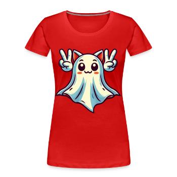 Cat Ears Ghost Kemonomimi Girl Halloween - Women's Premium Organic T-Shirt - navy - Front - Mia (176cm)