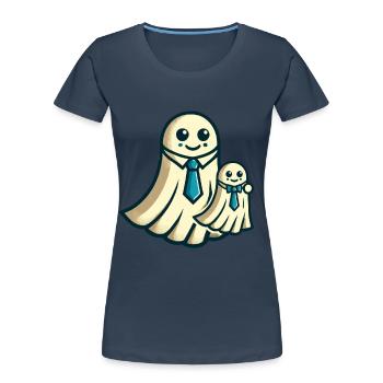 Dad Ghost Father with Child Funny Halloween - Women's Premium Organic T-Shirt - navy - Front - Mia (176cm)