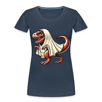 Cute Dinosaur Ghost Funny T-Rex - Women's Premium Organic T-Shirt - navy - Front - Mia (176cm)