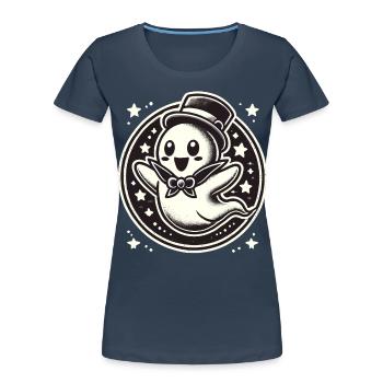 Funny Magician Ghost Cute Halloween - Women's Premium Organic T-Shirt - navy - Front - Mia (176cm)