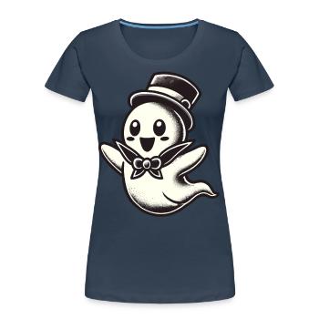Funny Magician Ghost Cute Halloween - Women's Premium Organic T-Shirt - navy - Front - Mia (176cm)