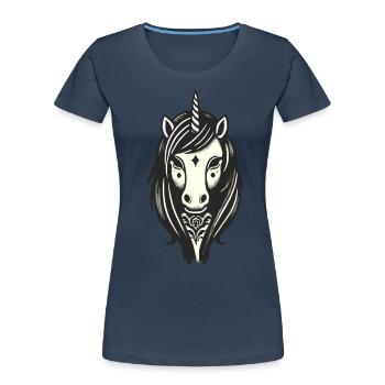Creepy Gothic Unicorn Costume Idea Spooky Season - Women's Premium Organic T-Shirt - navy - Front - Mia (176cm)