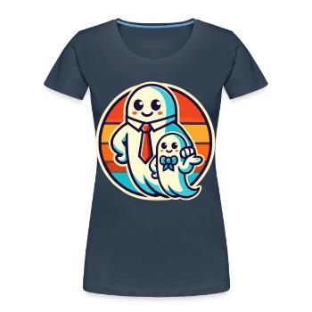 dad ghost father with child funny halloween - Women's Premium Organic T-Shirt - navy - Front - Mia (176cm)
