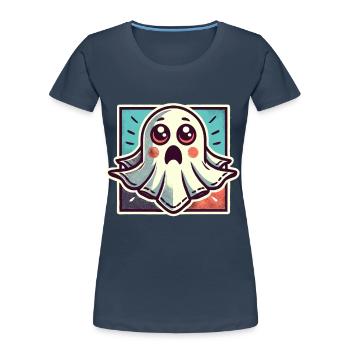 Scared Ghost Funny Ghost Design - Women's Premium Organic T-Shirt - navy - Front - Mia (176cm)