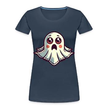 Scared Ghost Funny Ghost Design - Women's Premium Organic T-Shirt - navy - Front - Mia (176cm)