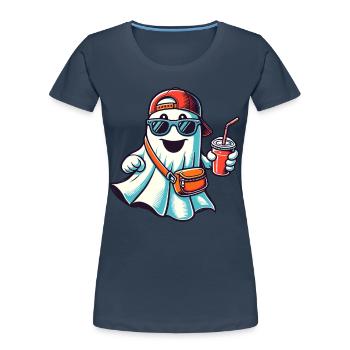 Boo-Jee Gespenst Lustiger Modischer Geist - Frauen Premium Bio T-Shirt - Navy - Vorne - Mia (176cm)