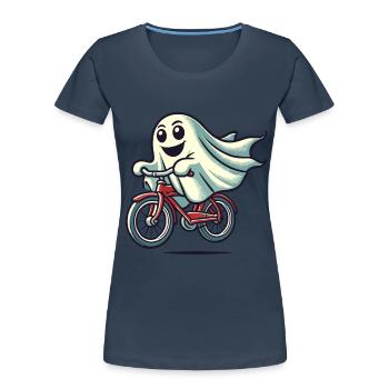 Bicycle Riding Ghost Funny Ghost - Women's Premium Organic T-Shirt - navy - Front - Mia (176cm)