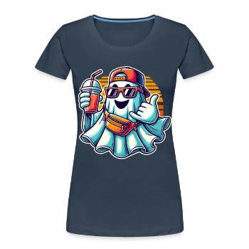 Boo-Jee Gespenst Lustiger Modischer Geist - Frauen Premium Bio T-Shirt - Navy - Vorne - Mia (176cm)