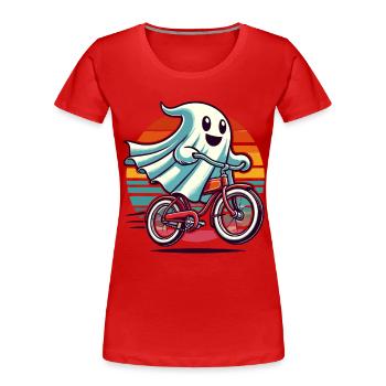 Bicycle Riding Ghost Funny Ghost - Women's Premium Organic T-Shirt - navy - Front - Mia (176cm)