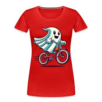 Bicycle Riding Ghost Funny Ghost - Women's Premium Organic T-Shirt - navy - Front - Mia (176cm)
