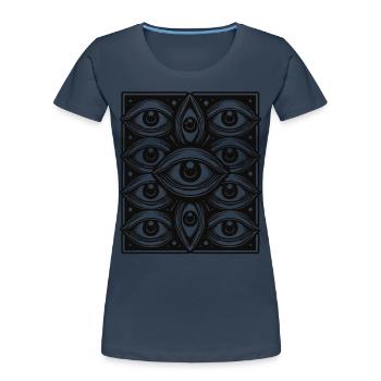 Spooky Ghosts Eyes Dark Halloween Design - Women's Premium Organic T-Shirt - navy - Front - Mia (176cm)
