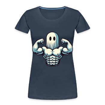 Musculation Ghost Drôle Gym Ghost - T-shirt bio Premium Femme - bleu marine - Devant - Mia (176cm)