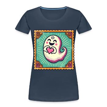 My Halloween Boo Niedlicher Liebe Geist - Frauen Premium Bio T-Shirt - Navy - Vorne - Mia (176cm)