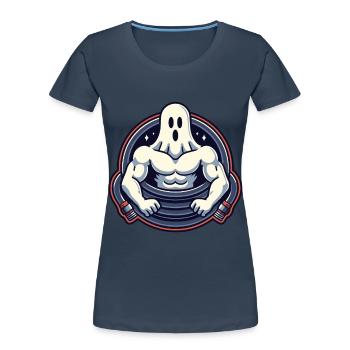 Bodybuilding Gespenst Lustiger Fitnessstudio Geist - Frauen Premium Bio T-Shirt - Navy - Vorne - Mia (176cm)