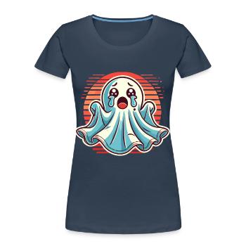 Sad Ghost Cute Weeping Ghosts - Women's Premium Organic T-Shirt - navy - Front - Mia (176cm)