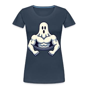Musculation Ghost Workout Renforcement musculaire Mind - T-shirt bio Premium Femme - bleu marine - Devant - Mia (176cm)