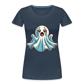 Sad Ghost Cute Weeping Ghosts - Women's Premium Organic T-Shirt - navy - Front - Mia (176cm)