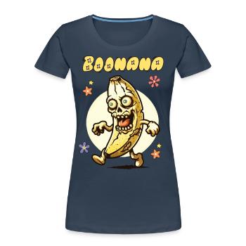 Lustiges Bananen Zombie Boonana Halloween Kostüm - Frauen Premium Bio T-Shirt - Navy - Vorne - Mia (176cm)