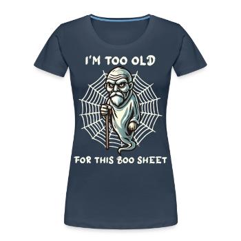 vieux Boo feuille drôle dire Design - T-shirt bio Premium Femme - bleu marine - Devant - Mia (176cm)