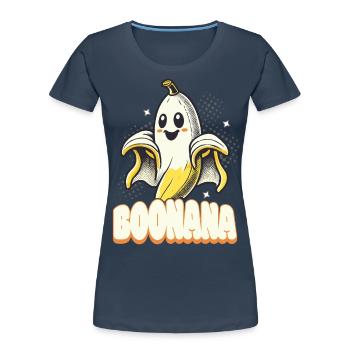 Lustiges Bananen Gespenst Geister Boonana - Frauen Premium Bio T-Shirt - Navy - Vorne - Mia (176cm)