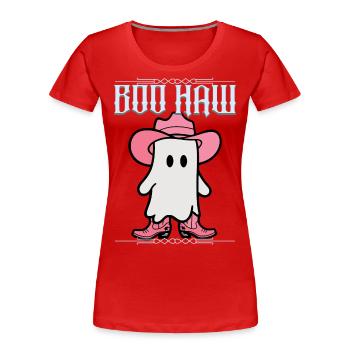 Cute Cowboy Ghost Says Boo Haw - Women's Premium Organic T-Shirt - navy - Front - Mia (176cm)