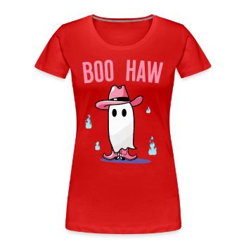 Cute Cowboy Ghost Says Boo Haw - Women's Premium Organic T-Shirt - navy - Front - Mia (176cm)