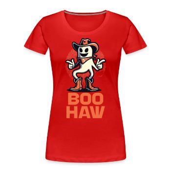 Funny Cowboy Ghost Says Boo Haw Costume Idea - Women's Premium Organic T-Shirt - navy - Front - Mia (176cm)