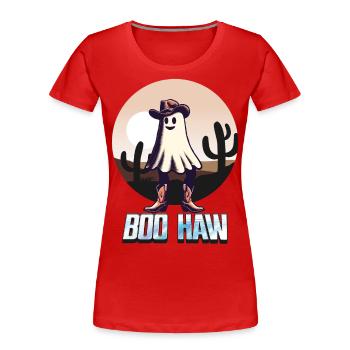 Funny Cowboy Ghost Says Boo Haw - Women's Premium Organic T-Shirt - navy - Front - Mia (176cm)