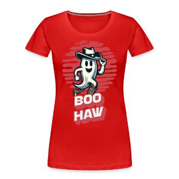 Funny Cowboy Ghost Says Boo Haw Costume Idea - Women's Premium Organic T-Shirt - navy - Front - Mia (176cm)