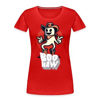 Cool Cowboy Ghost Says Boo Haw - Women's Premium Organic T-Shirt - navy - Front - Mia (176cm)