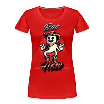 Funny Cowboy Ghost Says Boo Haw - Women's Premium Organic T-Shirt - navy - Front - Mia (176cm)