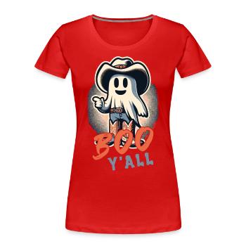Boo Y’all Cowboy Fantômes Bonne Humeur Fantômes - T-shirt bio Premium Femme - bleu marine - Devant - Mia (176cm)