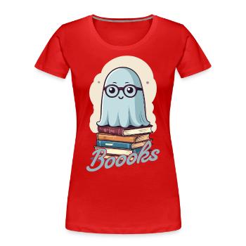 Mignon fantôme amoureux des livres avec des livres - T-shirt bio Premium Femme - bleu marine - Devant - Mia (176cm)